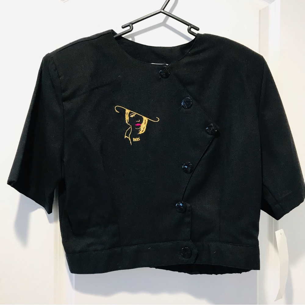 American Vintage Black Blazer with Gold Embroidery